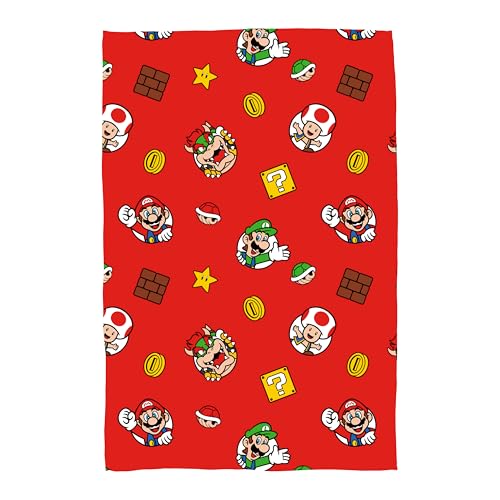 Character World Super Mario Nintendo - Manta de Forro Polar Oficial | Dise&ntilde;o s&uacute;per Suave, dise&ntilde;o...