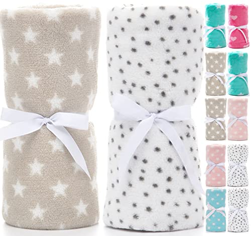 LeerKing 2 Paquetes Mantas para Beb&eacute;s Suave y Mullida Lavable C&aacute;lida con Patr&oacute;n de Manchas...