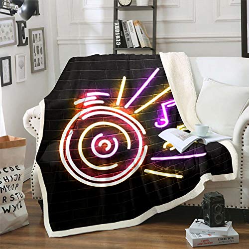 Manta Dj Blanket Youth Rock Roll Music Sherpa Manta de forro polar para niños, niñas,...