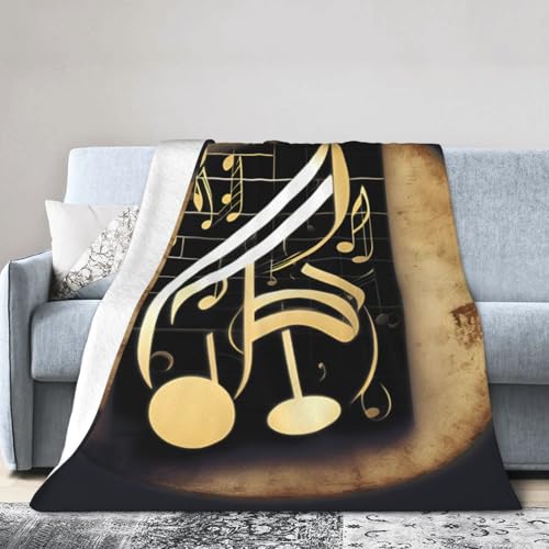 Music 1 - Cobija de franela ultrasuave con estampado de música, antibolitas, para sofá, ligera...