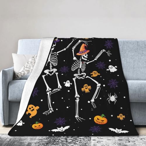 Manta de calavera de Halloween, regalos para niñas y niños, esqueleto gótico, forro polar,...