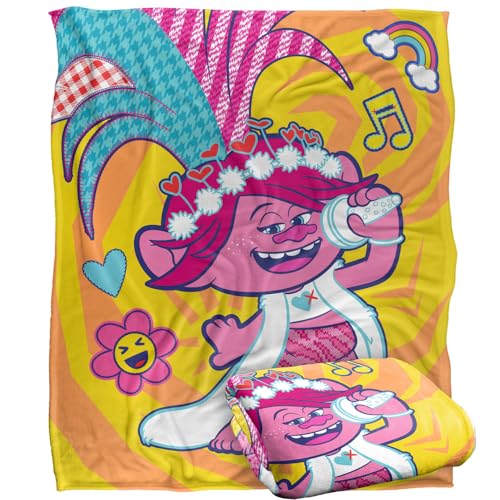 LOGOVISION Trolls Sing It Loud Poppy - Manta Supersuave de Tacto Sedoso (152 x 127 cm)