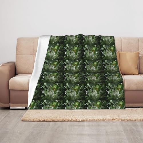 Manta de franela con estampado de escena tropical de la selva tropical, suave, acogedora, ligera,...