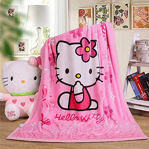 Hello Kitty Manta de forro polar mullida con estampado de dibujos animados para ni&ntilde;os, ni&ntilde;as y...
