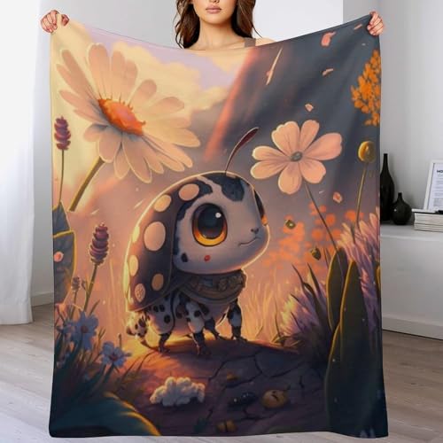 LTTTT Ladybug - Manta de franela súper suave para sofá, cama, lavable a máquina, para siesta, 100...