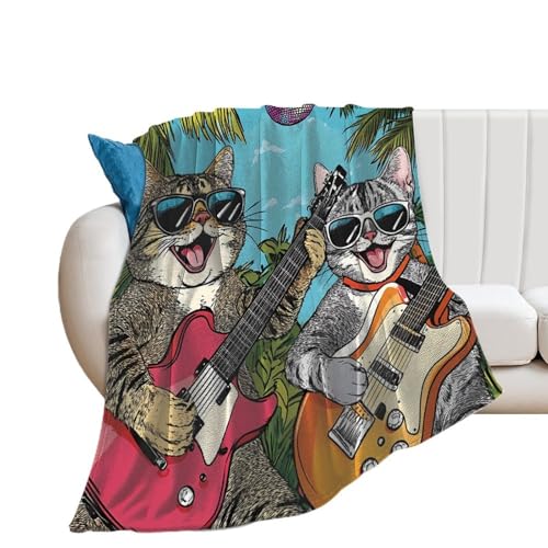 Linda manta de DJ y gato de discoteca, cobija súper suave para otoño e invierno, sofá,...