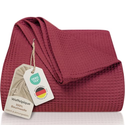 LAYNENBURG Manta para Sof&aacute; 150 x 200 cm - Waffle Pique 100% Algod&oacute;n - colcha Ligera de Verano -...