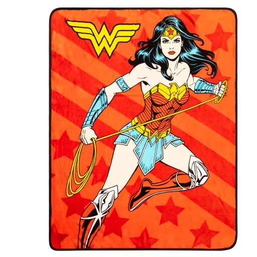 Franco Wonder Woman - Manta de Cama súper Suave Micro Raschel, 46 x 60 Pulgadas, (Oficial) WB...