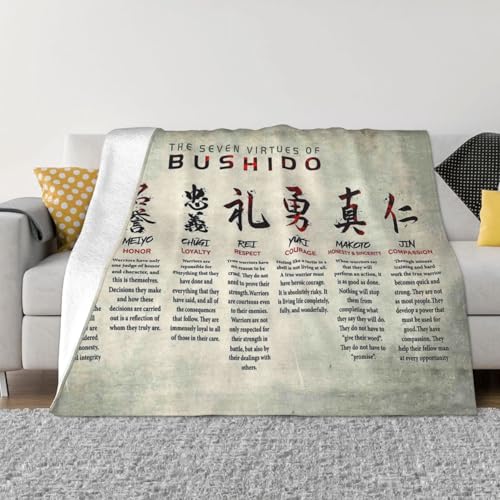 Samurai Bushido - Manta japonesa de regalo de siete virtudes, manta s&uacute;per c&aacute;lida, suave, ligera,...