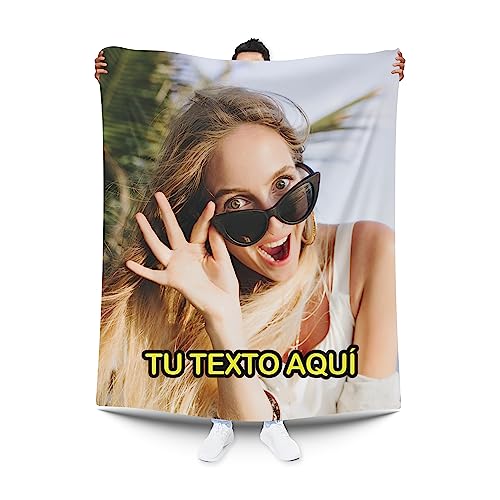 Pla Pla Pla Manta Personalizada con tu Foto y Texto. Manta sofá, Manta Cama con Imagen. (70 x 120...