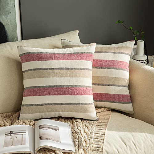 MIULEE a Rayas de Colores Lino Duradero Boho Funda de Almohada Decorativa para Hogar Dormitorio...