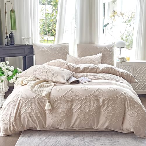 Amolavet Juego de ropa de cama Boho 200 x 200 cm, color beige