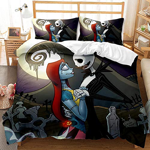 CHAOSE-ESB Funda N&oacute;rdica Reversible 220x240 / 65x65x2 CM Juego De Cama Bicolor Pesadilla Antes De...