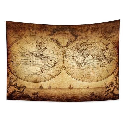 YONGFOTO 150x100cm Mapa Tapiz, Mapa del Mundo Tapices Antiguo Grecia Retratos Tierra Superficie...