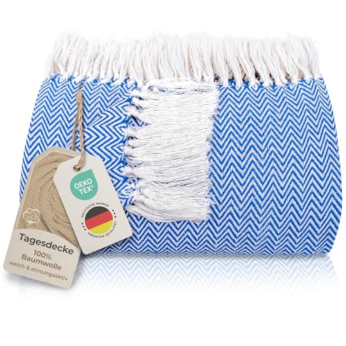 Gr&auml;fenstayn Premium Manta sof&aacute; con Flecos - 100% Algod&oacute;n - 150 x 200 cm - Colcha de Verano con...