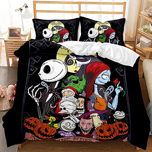 CHAOSE-ESB Funda N&oacute;rdica Reversible 220x240 / 65x65x2 CM Juego De Cama Bicolor Pesadilla Antes De...