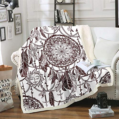 Manta bohemia de sherpa para atrapasue&ntilde;os, atrapasue&ntilde;os, manta de forro polar para ni&ntilde;os, ni&ntilde;as...