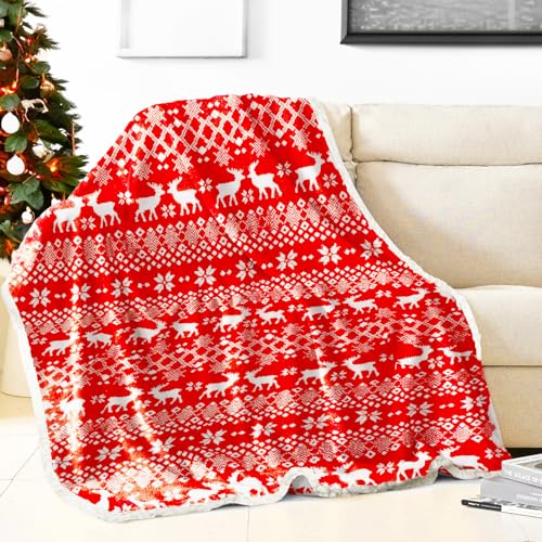 Excelente Tienda Manta Navide&ntilde;a Exclusiva de Lujo,Manta de Forro Polar Sherpa de Navidad- Ideal...