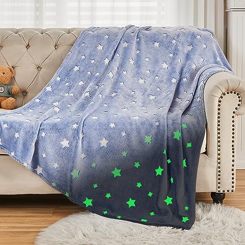 SOCHOW Manta Polar Brillante en la Oscuridad 127 x 150 cm, Manta de Franela de Patr&oacute;n de Estrellas,...